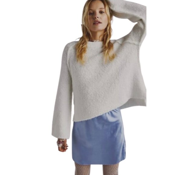 FREE PEOPLE Solid Cocoon Solid Crew Sweater Jumper in Ivory Neutral - Size XS - Picture 1 of 14